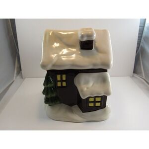 SCM Designs Ceramic Snowman Cottage Cookie Jar Christmas Decor‎ 9in